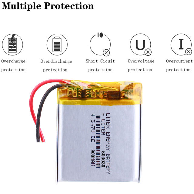 3.7V 803035 900MAH BIHUADE Rechargeable Li-ion Battery For Mini Fan MP3 MP4 GPS sound camera driving recorder