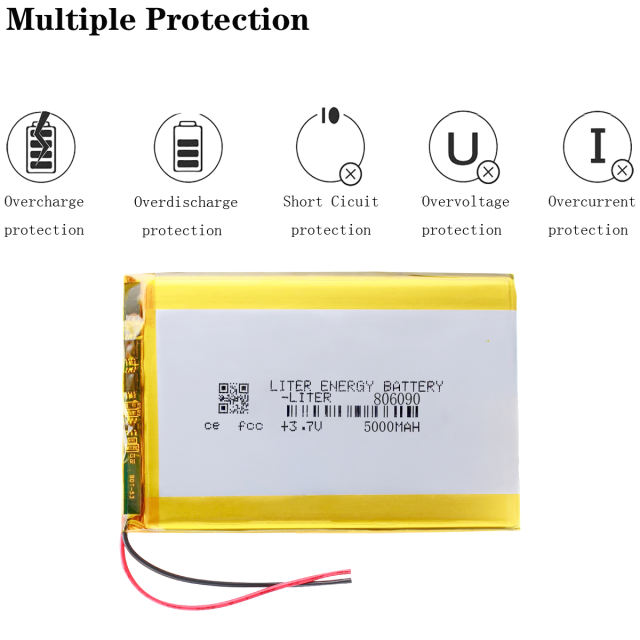 3.7V polymer lithium battery 806090 5000mAh mobile power charging treasure built-in large capacity electric core general rechargeable