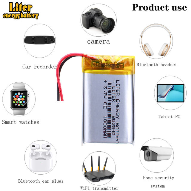 3.7V 750MAH 802535 BIHUADE polymer battery For GPS MP3 MP4 MP5 LED Light PDA speakers small toy Rechargeable Li-ion Cell