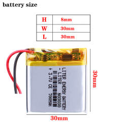 3.7V 803030 700mah BIHUADE polymer lithium battery  With PCB For Toy DVD GPS MP3 MP4 MP5 Smart Watch