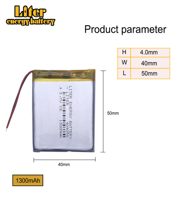 3.7V,1300mAH 404050 Liter energy battery Polymer lithium ion battery for TOY,POWER BANK,GPS,mp3,mp4,mp5 speaker