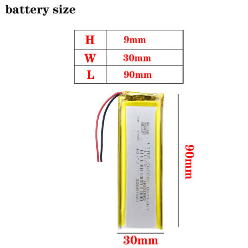 3.7V 3000mAh 903090 Chargeable Polymer LithiumIon Battery Suitable GPS Small Speaker Table Lamp Fingerprint Machines POS Machines