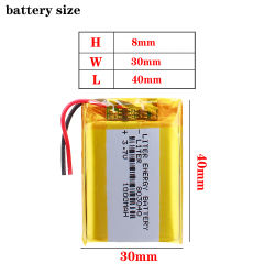 3.7V 803040 1000mAH Liter energy battery polymer lithium batteries For MP4 MP5 GPS  Camera Tablet PC intercom