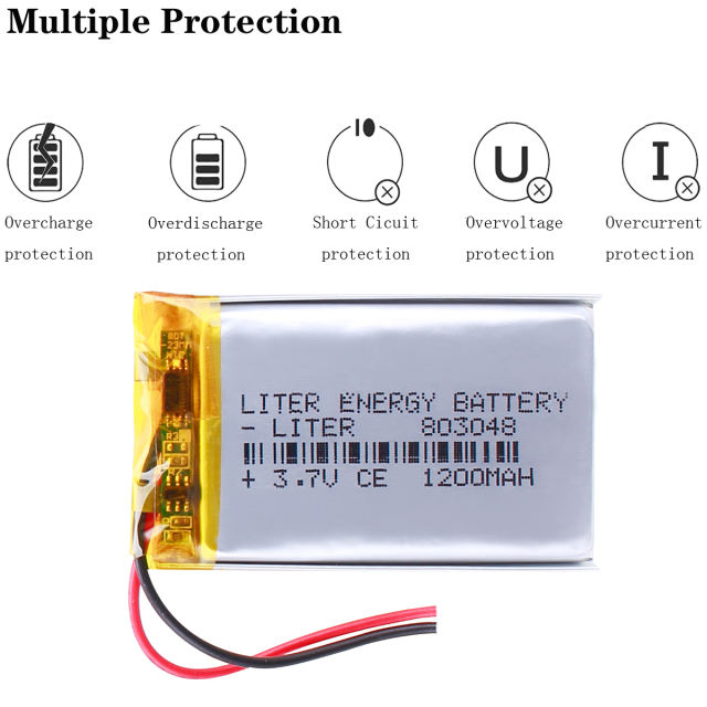 Liter energy battery 803048 3.7V 1200MAH lithium polymer battery 803050 GPS navigator game sound