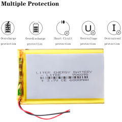 3.7V 906090 6000MAH Liter energy battery Large Capacity Rechargeable Li-ion Cells With PCB For DVD Tablet GPS Electric