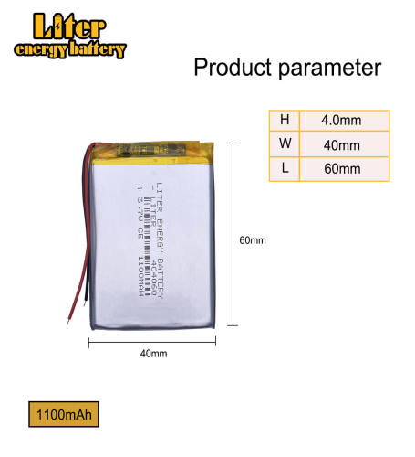3.7V 1100mAh 404060  Liter energy battery Lithium Polymer Li-Po li ion Rechargeable Battery cells For Mp3 MP4 MP5 GPS PSP