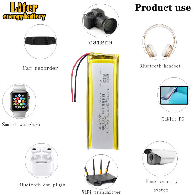 3.7V 3000mAh 903090 Chargeable Polymer LithiumIon Battery Suitable GPS Small Speaker Table Lamp Fingerprint Machines POS Machines