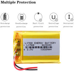 3.7V 803040 1000mAH Liter energy battery polymer lithium batteries For MP4 MP5 GPS  Camera Tablet PC intercom