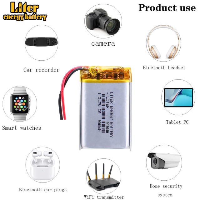 902040 3.7V 900mah Lithium Polymer ion Battery For Instrument Battery Massage Instrument Sound Toy