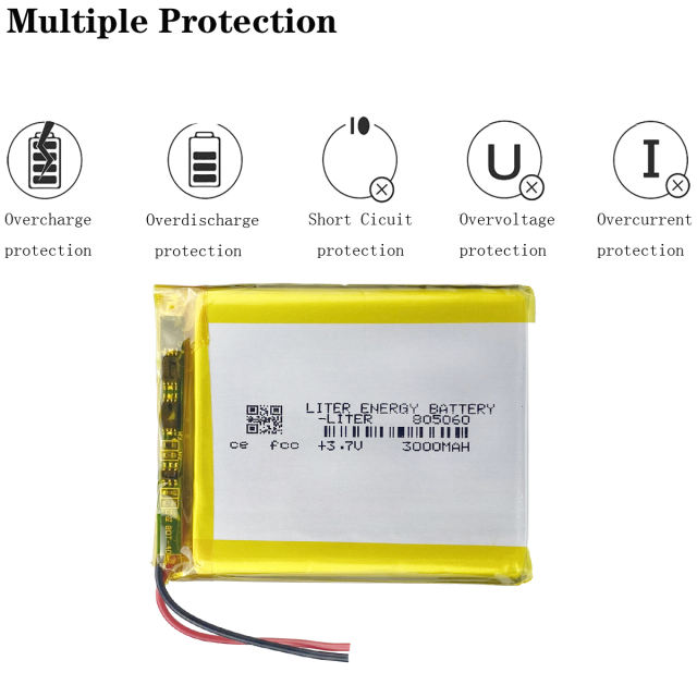 3.7V 3000mAh 805060 Polymer Lithium LiPo Rechargeable Battery For GPS PSP DVD E-book Tablet PC Power Bank Speaker Camera PAD