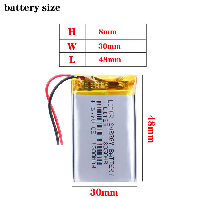 Liter energy battery 803048 3.7V 1200MAH lithium polymer battery 803050 GPS navigator game sound