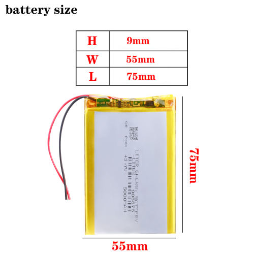 3.7V,5000mAH 905575 BIHUADE Polymer lithium ion / Li-ion battery for tablet pc BANK