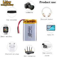 800mAh 652040 3.7V BIHUADE polymer battery Bluetooth MP3 wireless speaker recorder