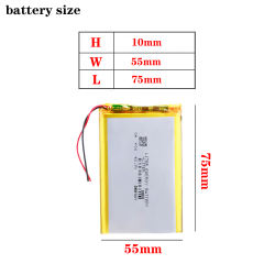 105575 3.7 V 5000mah Liter energy battery lithium polymer Rechargeable battery DIY mobile emergency power charging treasure