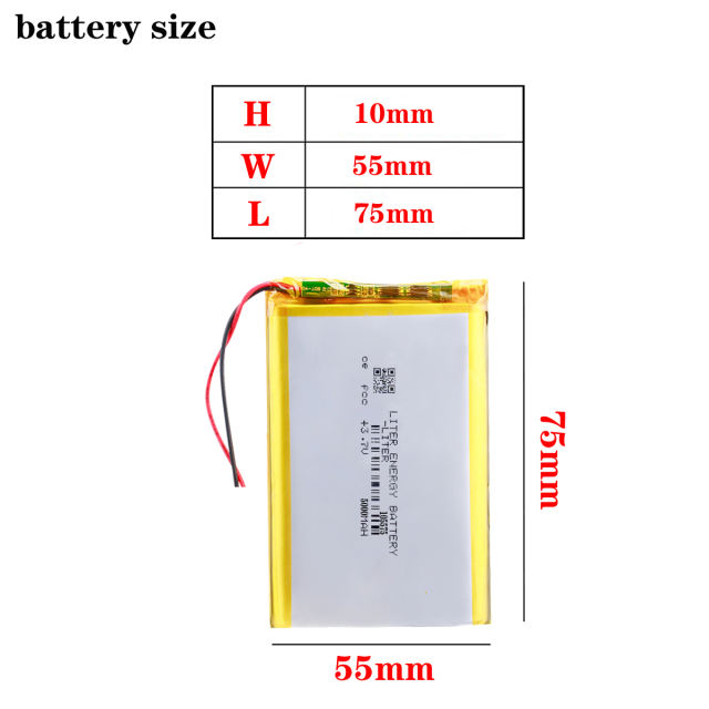 105575 3.7 V 5000mah Liter energy battery lithium polymer Rechargeable battery DIY mobile emergency power charging treasure