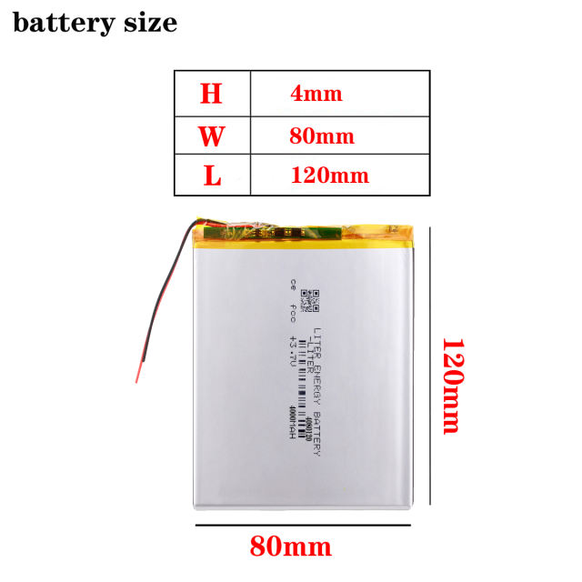 3.7V 4080120 BIHUADE Tablet PC 8 cable with battery capacity 4000mAh Universal Battery