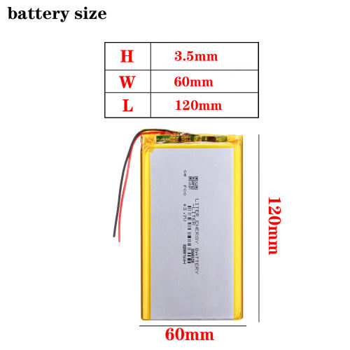 3.7 V 3200mah 3560120 Liter energy battery  lithium polymer battery tablets DIY mobile power