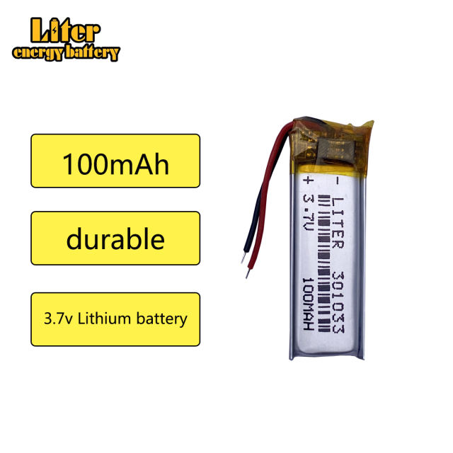 3.7V 301033 100MAH BIHUADE Bpolymer lithium battery MP4 MP3 Bluetooth earphone small toy sound recording pen