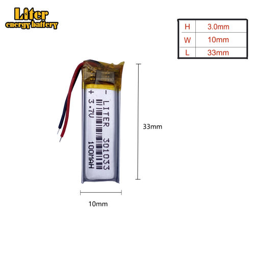 3.7V 301033 100MAH BIHUADE Bpolymer lithium battery MP4 MP3 Bluetooth earphone small toy sound recording pen