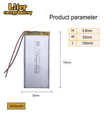 3952100 3000mah 3.7 V Liter energy battery Lithium Polymer Battery Tablet Battery