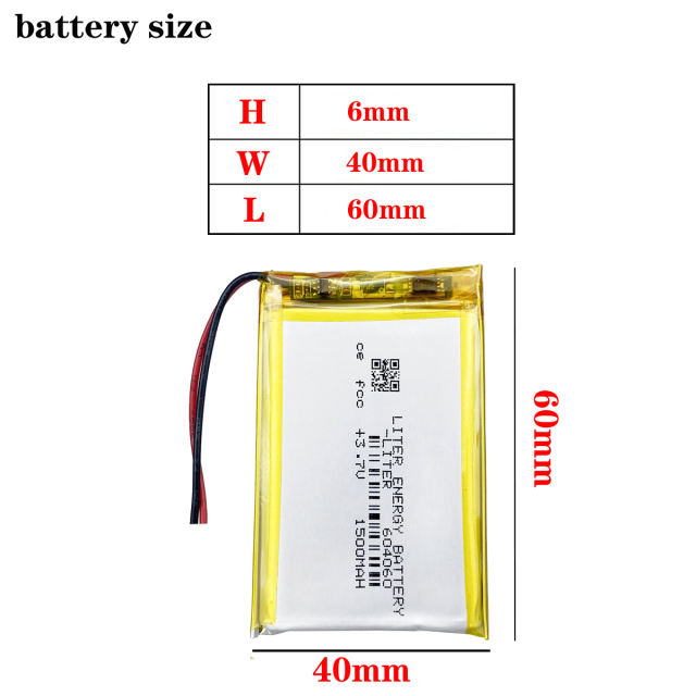 604060 1500mah  3.7 V Liter energy battery lithium polymer battery DIY mobile emergency power charging treasure Li-Po