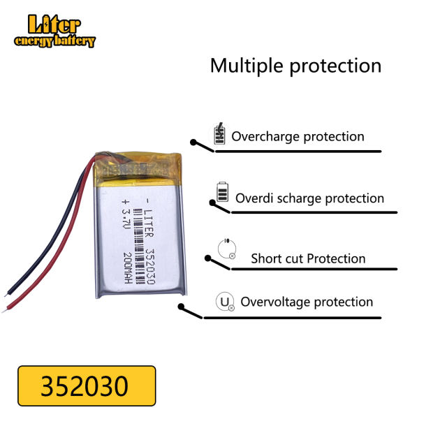 352030 3.7v 200mah Liter energy battery Polymer Battery Bluetooth Headset Mp3 mp4 mp5 Hm Music player