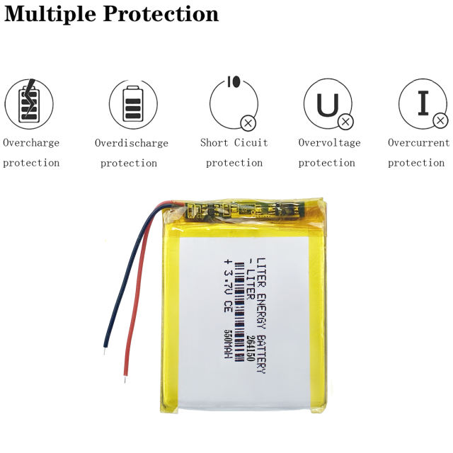 550mah 3.7v 264150 Liter energy battery Lithium Polymer Li-Po li ion Rechargeable Battery cells For Mp3 MP4 MP5 GPS