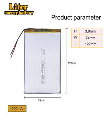 3074127 3.7v 4200 Mah Tablet Battery Brand Tablet General Polymer Lithium Battery  Liter Energy Battery