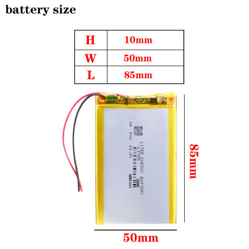 3.7V 5000mAh 105085 lithium polymer battery mobile power Rechargeable Li-ion Cell