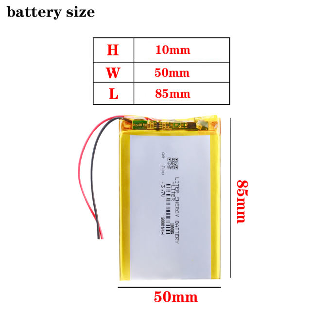 3.7V 5000mAh 105085 lithium polymer battery mobile power Rechargeable Li-ion Cell