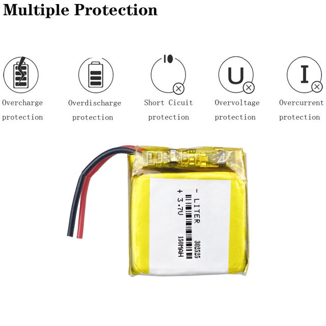 3.7V 150mAH 302525 Liter energy battery polymer lithium ion / Li-ion battery for smart watch GPS,mp3,mp4,toy,speaker