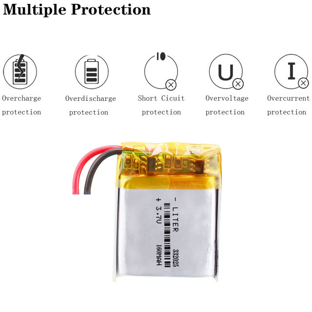 3.7v Lipo Polymer li-ion Battery Replacement 332025 160mah BIHUADE For GPS Tracker Dental Irrigator LED Light Dog Trainer Toy