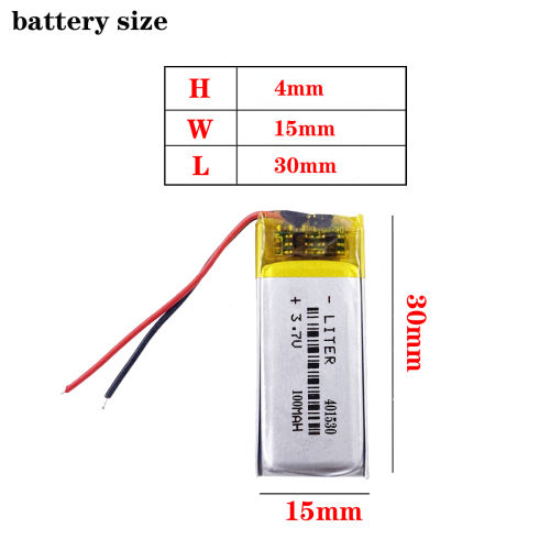 lithium polymer battery 3.7V 100mAH 401530 for Bluetooth cell batteries selling MP3 MP4