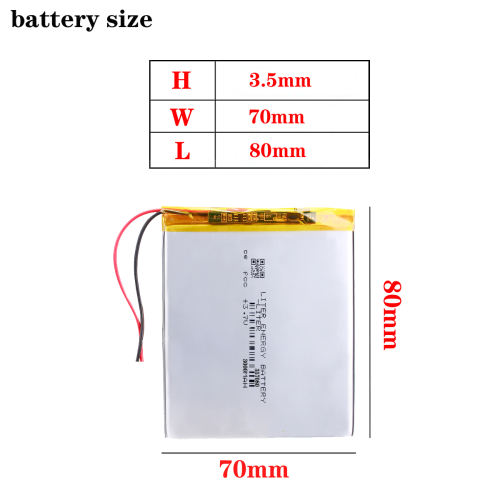 3.7v 3000mAh 357080 Lithium Polymer Lipo Battery For Mp3 7 inch 8 inch Tablet PC E-book