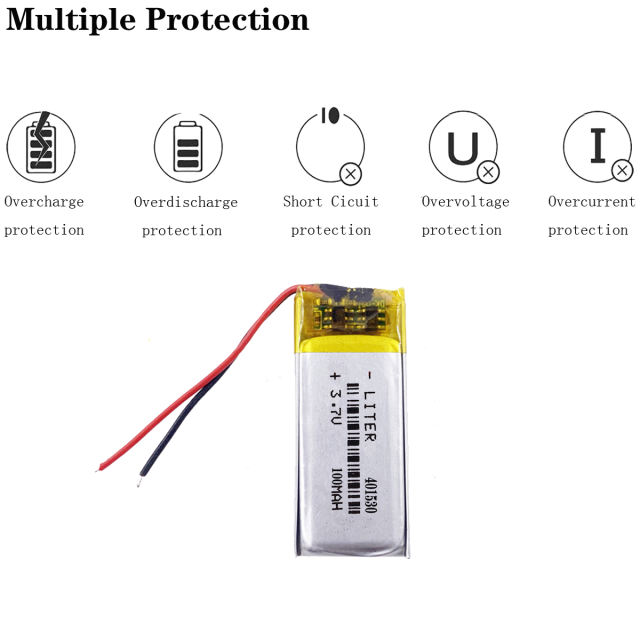 lithium polymer battery 3.7V 100mAH 401530 for Bluetooth cell batteries selling MP3 MP4