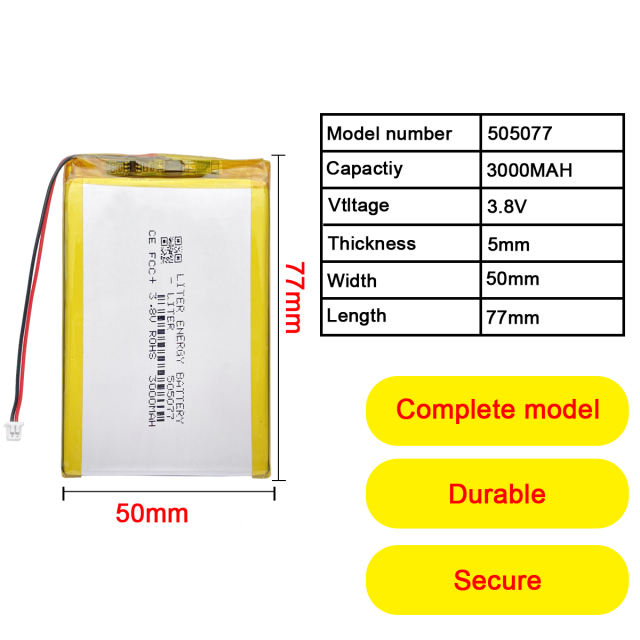 505077 3000mah 3.8V rechargeable Lipo battery for ANBERNIC RG350 RG350M Game console e-books GPS PDA with JST1.25MM connector