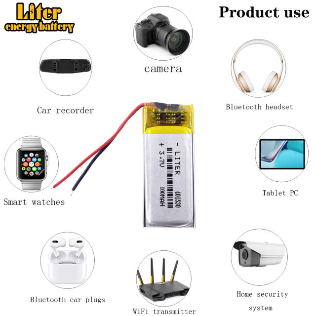 lithium polymer battery 3.7V 100mAH 401530 for Bluetooth cell batteries selling MP3 MP4