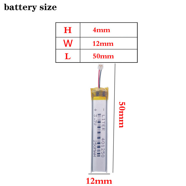 JST ACH-1.0mm 3.7V 250mAh 401250 Battery Installing lithium-polymer LiPo batteries for Blank Slate
