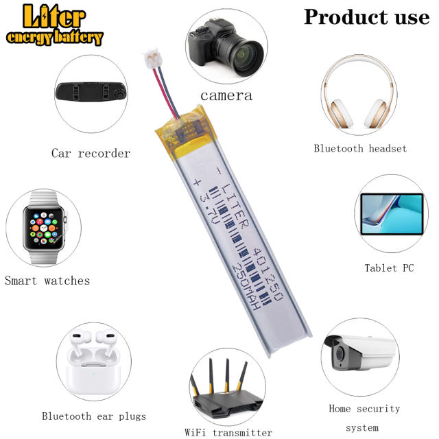JST ACH-1.0mm 3.7V 250mAh 401250 Battery Installing lithium-polymer LiPo batteries for Blank Slate