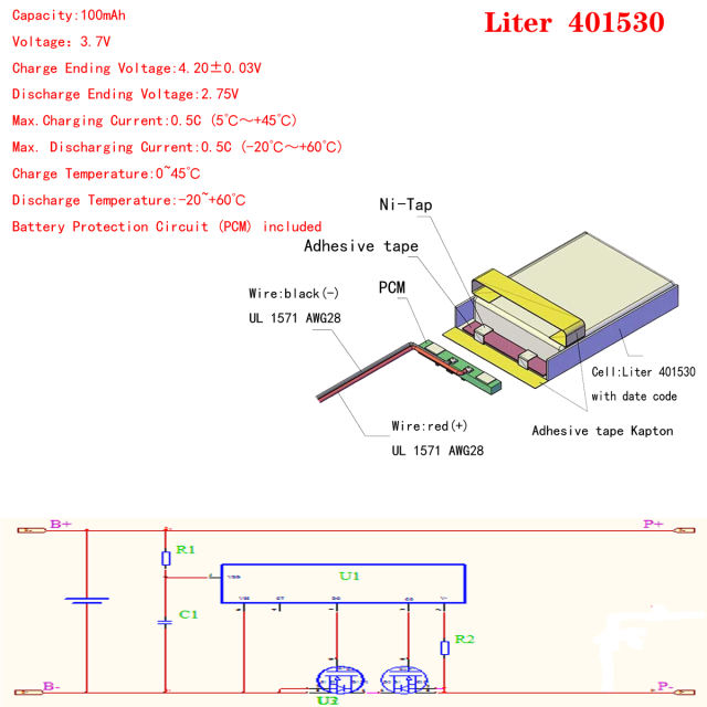 lithium polymer battery 3.7V 100mAH 401530 for Bluetooth cell batteries selling MP3 MP4