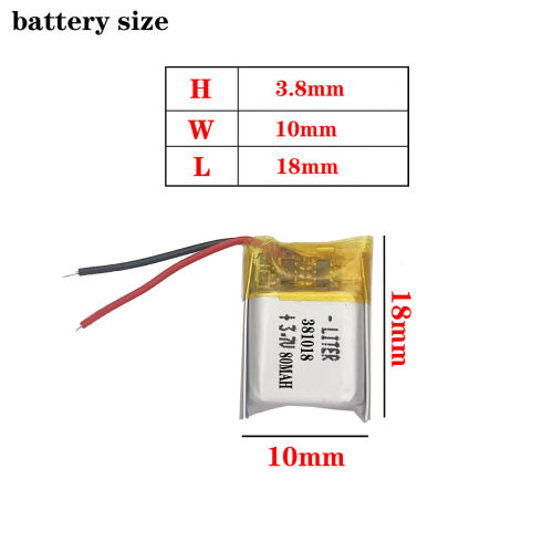 3.7V 381018 50Mah Polymer Lithium Ion Li-po Rechargeable Battery For Headset 3D Glasses