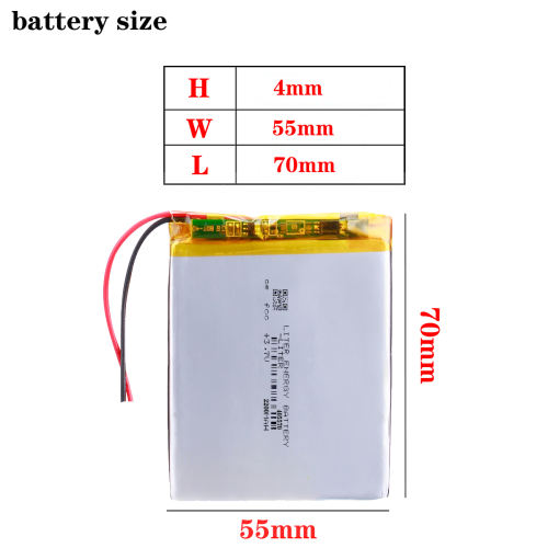 3.7v lithium Li ion polymer rechargeable battery 405570 2200MAH for GPS Digital Products andorid phone