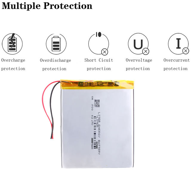 3.7v 3000mAh 357080 Lithium Polymer Lipo Battery For Mp3 7 inch 8 inch Tablet PC E-book