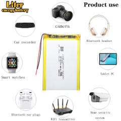 3.7V 2500mAh Lithium Polymer LiPo Rechargeable Battery 405080 For GPS DVD Power Bank Laptop PDA Mobile Phone