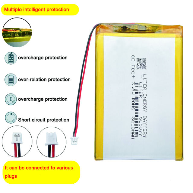 505077 3000mah 3.8V rechargeable Lipo battery for ANBERNIC RG350 RG350M Game console e-books GPS PDA with JST1.25MM connector