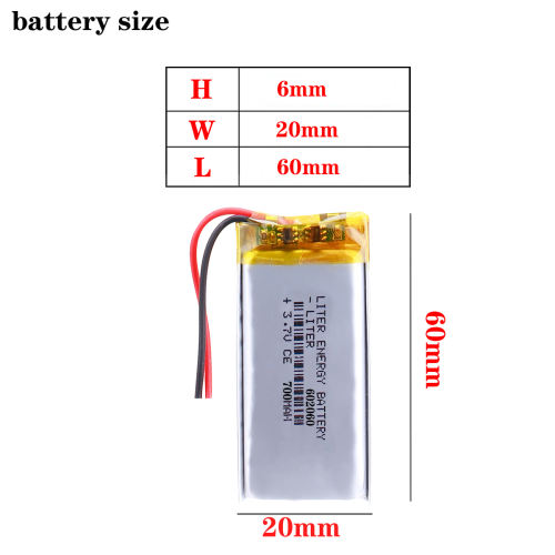 3.7V 700mAh Lithium Polymer LiPo Rechargeable Battery 602060 For GPS Ebook Speaker Smart Watch LED LIGHT