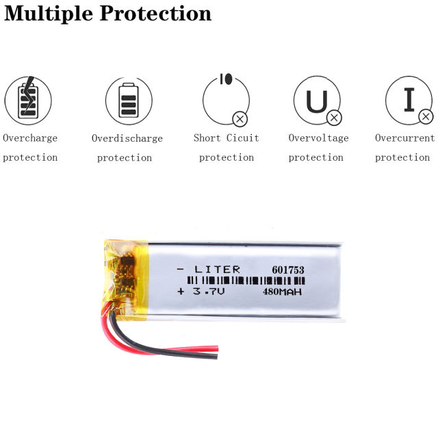 601753 480mAh 3.7V Liter energy battery Li-ion Lithium Polymer Battery