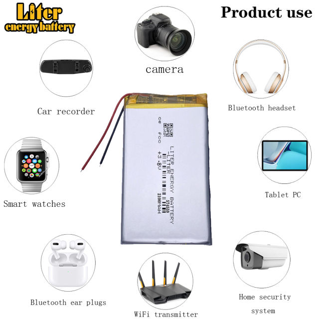 3.8V 2100mAh 574559 Lithium Polymer Li-Po li ion Rechargeable Battery Lipo cells For PDA Portable Speaker toys