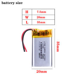 3.7V polymer lithium battery 752035 500MAH MP3 MP4 recording pen point reading pen wireless headset
