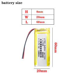 3.7V 1100mAh 802060 li-po polymer lithium Lion power rechargeable battery for PDA DVD bluetooth recorder e-book camera